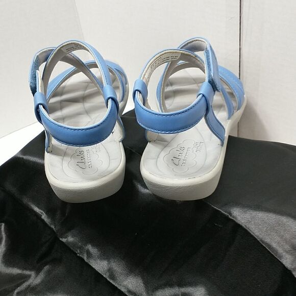 Clarks Cloud Steppers blue leather stripe sandals US size 7M - Picture 5 of 8
